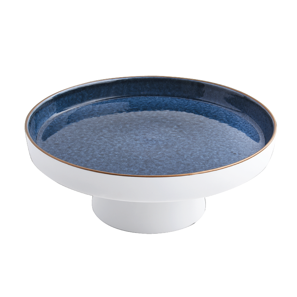 BJ-612-B+IRS-218(INSIDE)+HGCR-1501 ESPACE 20.5CM HIGH FOOTED PLATE, HEIGHT: 8.0CM ; REACTIVE INDIGO 