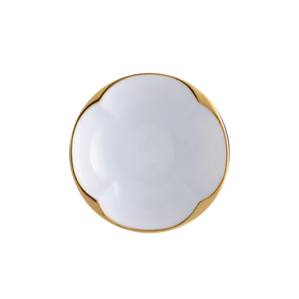 BJ-422 DISH 8CM WITH ON GLAZE HAND GILDING BRIGHT GOLD ON RIM